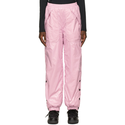Moncler Laqué Technic Brillant Nylon Pants In Pink