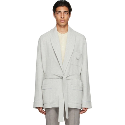 Ermenegildo Zegna Grey Smoking Cardigan In 105 Plaster