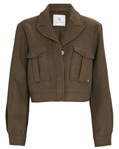 Anine Bing Dallas Cropped Cargo Jacket In Olive/army