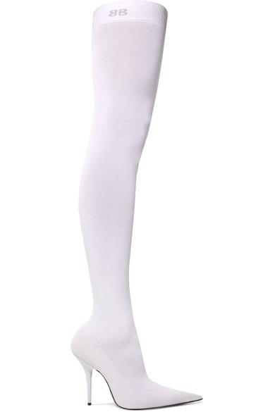 gold balenciaga thigh high boots