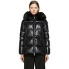 Moncler Laiche Quilted Hooded 750 Fill Power Down Jacket With Removable Faux Fur Trim In Black