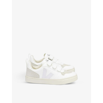 Veja Kids' V10 Organic-cotton And Faux-suede Low-top Trainers 6-9 Years In White
