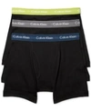 Calvin Klein Men's Cotton Classic Boxer Briefs 3-pack Nu3019 In Black Body W/deep Blue/grey/green Waistband