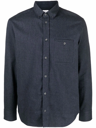 Filippa K Button-down Fitted Shirt In Dark Blue Melange