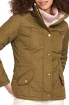Barbour Millfire Hooded Quilted Jacket In Olive