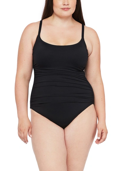La Blanca Plus Island Goddess Plus Lingerie Mio Tummy Control One-piece Swimsuit In Black