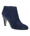 Bella Vita Brennan Womens Suede Embossed Ankle Boots In Navy Kid Suede Leather