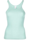 Re/done Ribbed Cotton Tank Top In Green