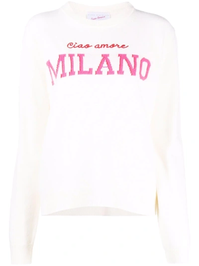 Giada Benincasa Slogan Knitted Top In White