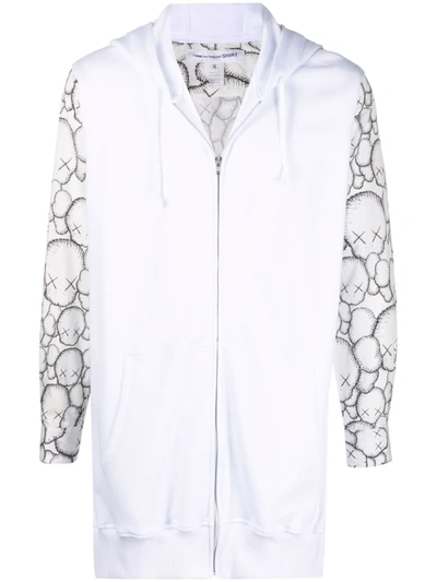 Comme Des Garçons Shirt X Kaws Graphic-print Zip-up Hoodie In White