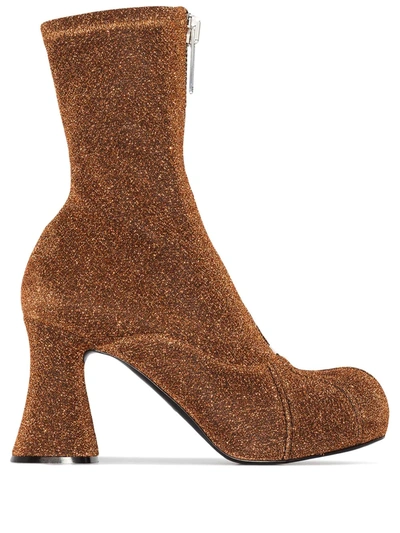 Stella Mccartney Duck City Glitter Ankle Boots In Pumpkin