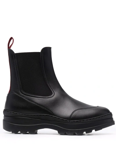Doucal's Recycled Leather Ankle-boots In Nero+bordo