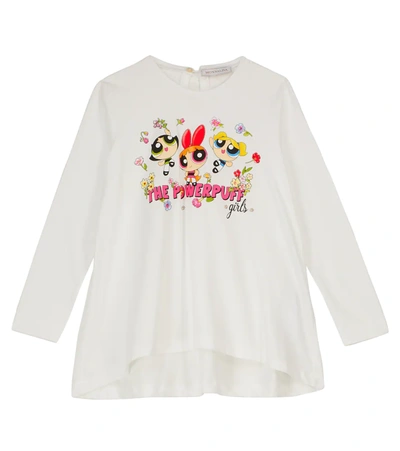 Monnalisa Kids' Powerpuff Girls Cotton T-shirt In Cream