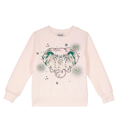 Kenzo Kids' Elephant-embroidered Sweatshirt In Pale Pink