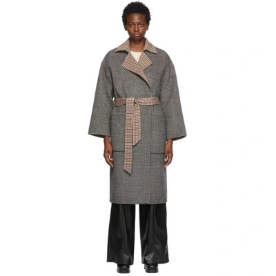 Nanushka Alamo Reversible Houndstooth Wool And Silk-blend Coat In Reversible Check