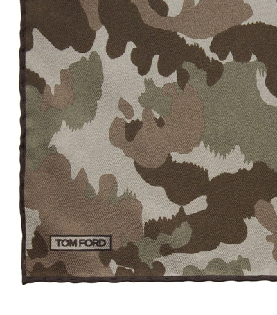 Tom Ford Camouflage Pocket Square In Green