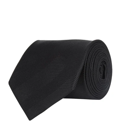 Tom Ford Tonal Diagonal Stripe Tie In Black