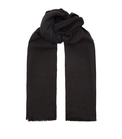 Tom Ford Wool And Silk Scarf In Black