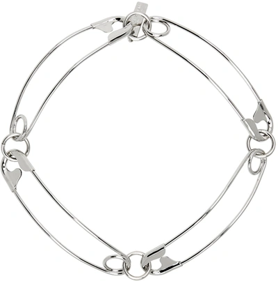 Junya Watanabe Womens Silver Safety Pin Silver-toned Brass Choker Necklace 1size