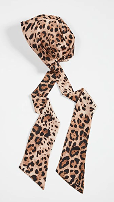 Eugenia Kim Gigi Leopard Print Satin Headscarf In Tan