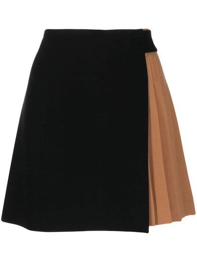 Alice And Olivia Toni Wrap-effect Pleated Felt Mini Skirt In Black