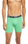 Nike Dri-fit Everyday Assorted 3-pack Performance Boxer Briefs In Swoosh/ Obsidian/ Green Spark