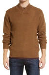 Schott Waffle Knit Thermal Wool Blend Pullover In Camel