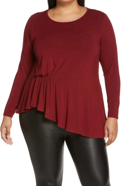 Vince Camuto Asymmetric Peplum Top In Earth Red