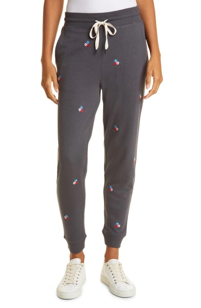 Rails Oakland Embroidered Floral Cotton Blend Joggers In Black