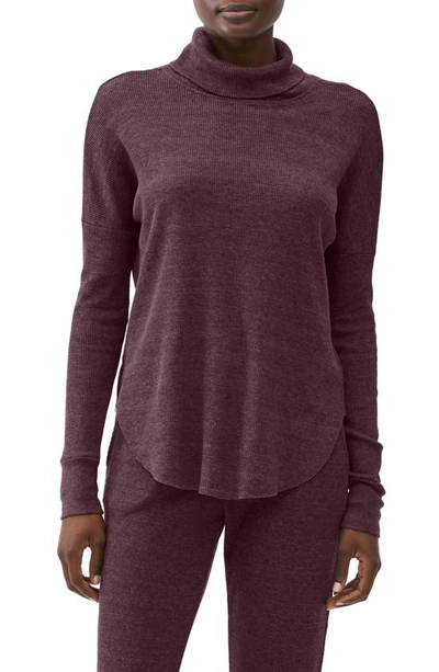 Michael Stars Marcy Turtleneck Shirttail Top In Eggplant