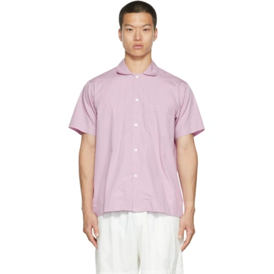 Tekla Short-sleeve Organic Cotton Pajama Shirt In Purple