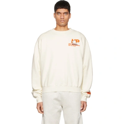 Heron Preston Off-white Embroidered Logo Crewneck Sweatshirt In Neutrals