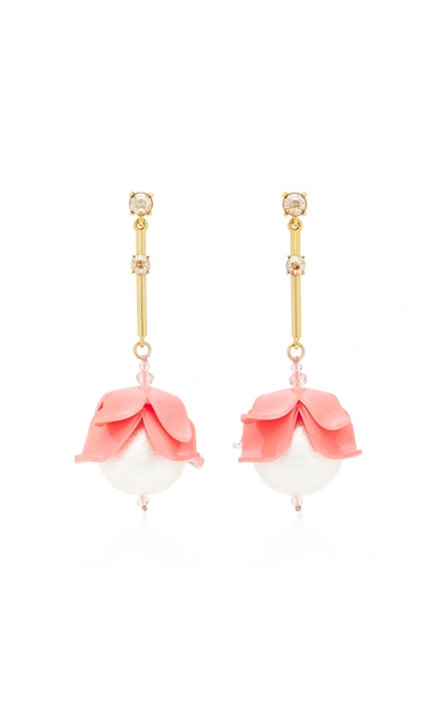 Oscar De La Renta Draping Flower Drop Earrings In Pink