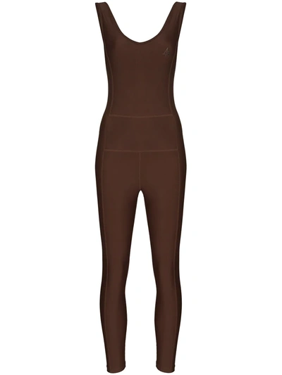 Abysse Kai Sleeveless Scoop Neck Jumpsuit In Brown