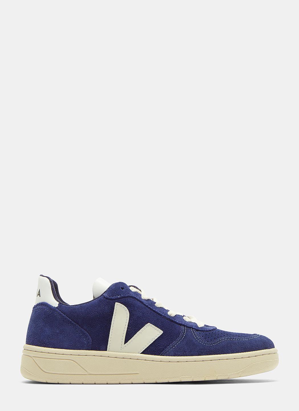 Veja V10 Suede Lowtop Sneakers In Blue ModeSens
