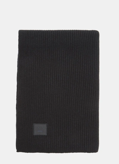 Acne Studios Bansy Large Face Scarf In Blue In Black