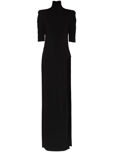 Monot Split-detail High-neck Crepe Maxi Dress In Black