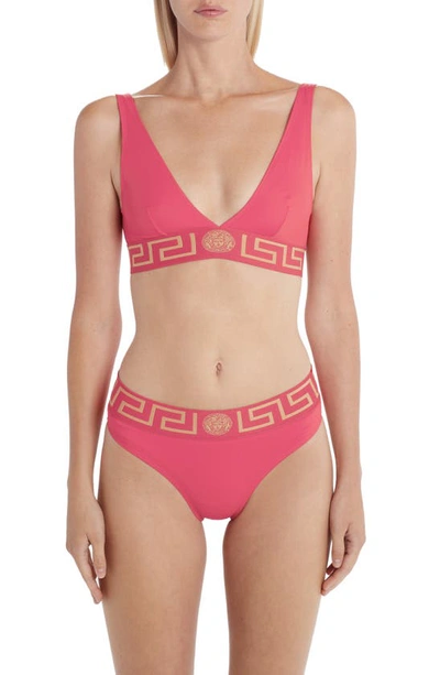 Versace Greca Border Bikini Bottoms In Fuchsia