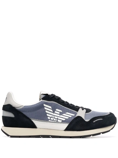 Emporio Armani Oversized Eagle Oversized Eagle Sneakers In Blue