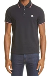 Moncler Short Sleeve Piqué Polo In Navy