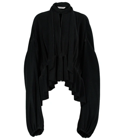 Balenciaga Pleated Oversized Blouse In Black | ModeSens