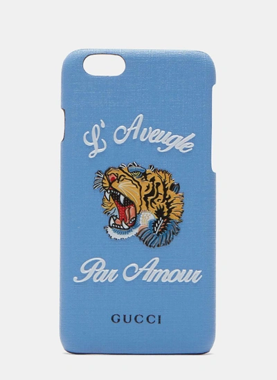 Gucci L'aveugle Par Amour Iphone 6 Case In Blue