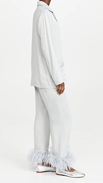 Sleeper Women's Party Feather-trimmed Woven Pajama Set In White