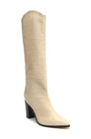 Schutz Maryana Block Crocodile-embossed Leather Boot In Eggshell In White