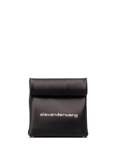 Alexander Wang Lunch Bag Satin Clutch In Black