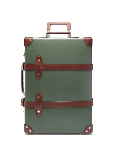 Globe-trotter Centenary Carry-on 4-wheel Vulcanised Fibreboard Suitcase In Green/brown