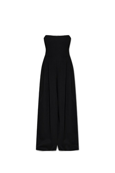 Bottega Veneta Sleeveless Wide-leg Stretch-wool Jumpsuit In Black