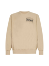 Aries Temple Logo Print Heavyweight Cotton Sweatshirt In Beige