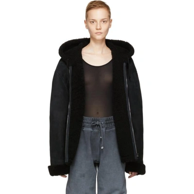 Yeezy Black Short Shearling Jacket In Ink ModeSens