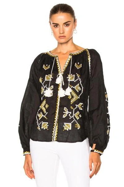 March11 Flora Embroidered Top In Black, Metallics.